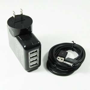 port Wall to USB Travel A/c Power Adapter Charger + Black Cable 