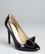 Stella McCartney black and gold faux patent leather fluted detail 