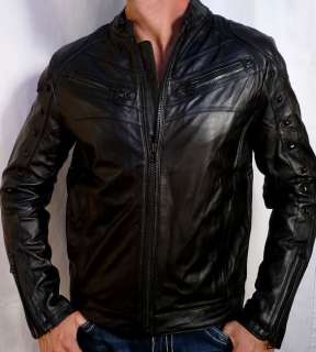   Premium BOMBER Leather Motorcycle Jacket   A1999 Black   NEW  