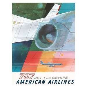  World Travel Poster American Airlines 707 Jet Flagships 9 
