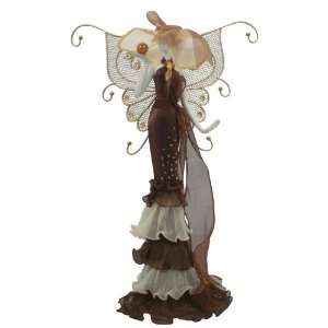  Butterfly Lady Jewelry Stand Doll Layered Gown 13H Brown 