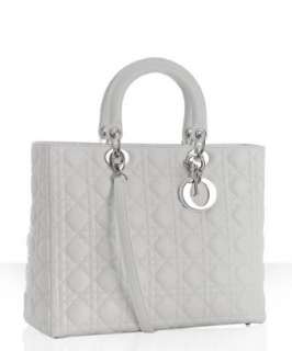 Christian Dior white lambskin Lady Dior cannage large tote   