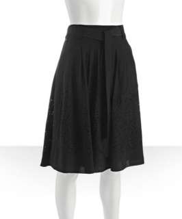 Elie Tahari black charmeuse belted Fiona cutout skirt
