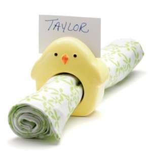 Easter Yellow Chick Napkin Ring Placecard Holder S4  