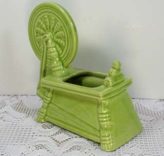   McCoy Art Pottery Lime Green Spinning Wheel Planter Flower Pot Classic