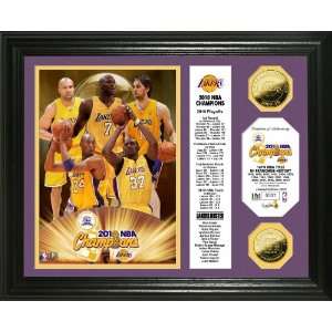 Los Angeles Lakers 2010 NBA Champions 24KT Gold Coin Banner Photo Mint 