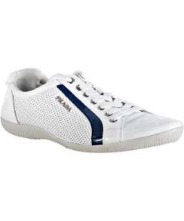 Prada Sport white perforated leather patent trim sneakers   up 