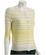 style #302444501 white striped cashmere cardigan