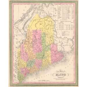    Mitchell 1854 Antique Railroad Map of Maine