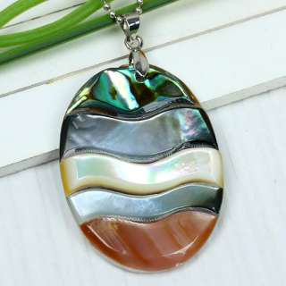 30*43mm Abalone Mother Of Pearl Shell Wavy Oval Pendant  