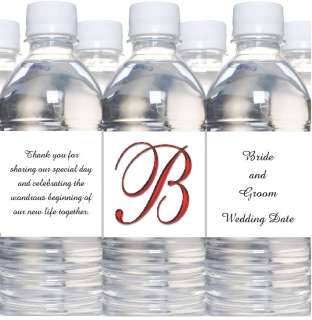 20 Wedding Favors Custom Water Bottle Labels Monogram  