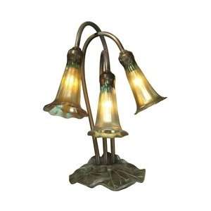 Dale Tiffany 1704/268 Lily Accent Lamp, Antique Bronze/Verde and Glass 