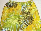 Piano Yellow Aqua & Lime Tropical Leaf Print Silk Pants 10