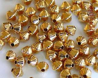 5mm Bicone Gold Plated Corrugated Metal Beads 50 #MOT  