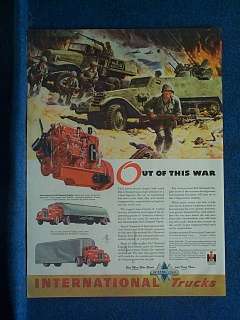 1945 Action Filled WW II Ad ~ Half Tracks Trucks I H  