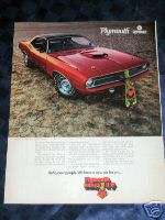 1969 Plymouth Barracuda Car Ad Hot Red Hemi Cuda Ad  