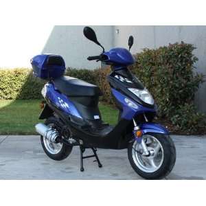  50cc (Blue) Sunny Moped Scooter w/ Free Windshield and 