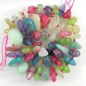  6 22mm multicolor jade chip nugget beads 18 stand S1 