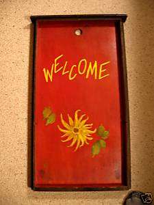 Folk Art Hand Painted Printers Drawer Tray ~WELCOME  