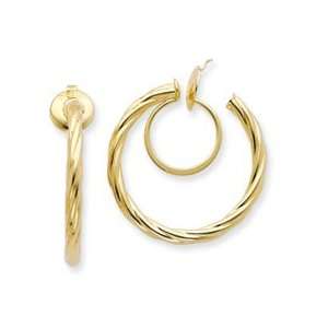  14K Twisted Non pierced Hoop Earrings Jewelry