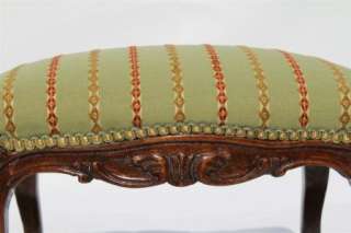 French Louis XV Walnut Foot Stool Newly Reupholstered, Circa 1920s 