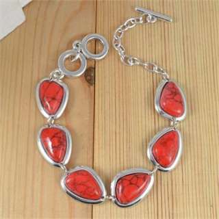   Exotic Red Turquoise Necklace Pendant Earring Jewelry Set  