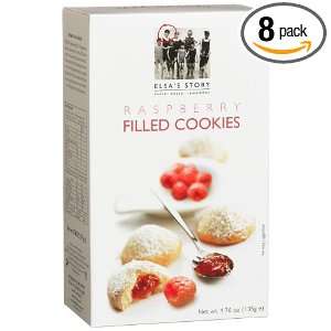 Elsas Story Raspberry Filled Cookies, 4.76 Ounce Boxes (Pack of 8)