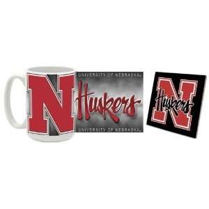   Mug & Coaster Gift Box Combo Nebraska Cornhuskers Beverage Drinkware