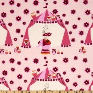  44 Wide What A Hoot Owl Flowers Pink Fabric By The Yard 