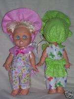 Galoob Baby Face Doll Pattern Rompers w Bustle Bonnet  