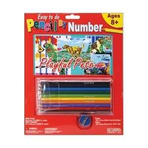 Pepperell Pencil By Number Kit Playful Pets PBN202 20; 3 Items/Order 