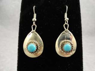   Navajo earrings turquoise silver authentic Old Pawn Jewelry  