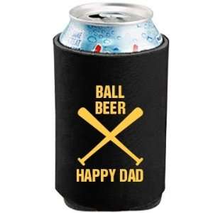 Ball Beer Happy Dad: Custom Can Koozie: Sports & Outdoors