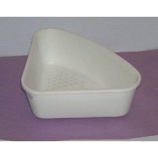White Plastic Corner Sink Basket with Drain Holes Strainer