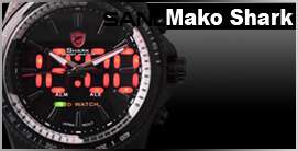 NEW SHARK Mens Red LED Digital JP Quartz Military Watch  
