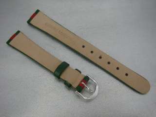 GENUINE CALFSKIN LEATHER WATCH BAND 15MM GREEN / RED  