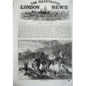   1870 Fine Art Game Cart Horse Hunting Hound Dog Rabbit: Home & Kitchen