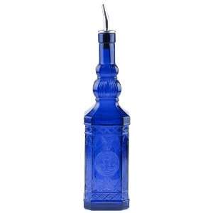  Cobalt Blue Decorative Recycled Glass Bottle with Metal 