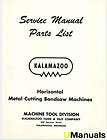 Kalamazoo Horizontal Band Saw 8C 816 824 Service and Parts Manual