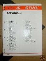 MS 660 Stihl Chainsaw Parts Manual *New* MS660  