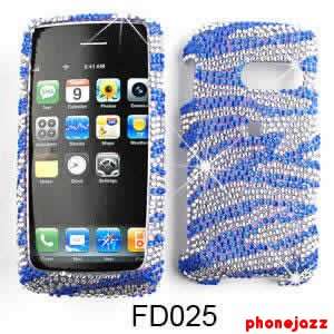 Blue Zebra Crystal Bling For LG Rumor Touch LN510 Hard Case Cover Snap 