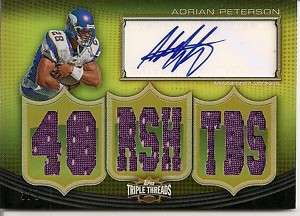   Adrian Peterson Signed Autograph Triple Threads Jersey Card 3/9  