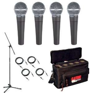Shure SM58 LC Microphone Pack with Four SM58 LC Microphones, Case, Mic 