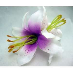   Small Double Purple Stargazer Lily Hair Flower Clip, Limited.: Beauty