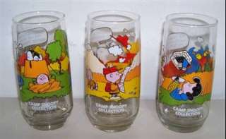 Vintage McDonalds Camp Snoopy Peanuts Drinking Glasses PERFECT 