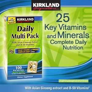Kirkland Signature Daily Multi Vitamin Pack 100 Packs 096619157853 