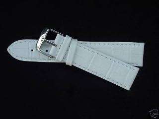Genuine Leather Watch Strap Band Croc Grain White 22mm  