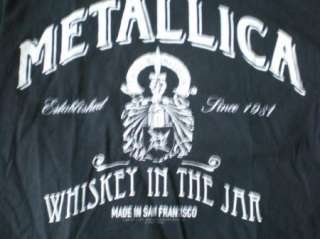 Metallica Whiskey in Jar T Shirt Size Large 100% Jack Daniels Parody 