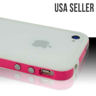 White Hot Pink Hard Bumper Case Cover W/ Metal Buttons For Apple 