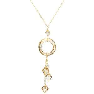   Crystal Golden Shadow Ring with Bicone Drops Necklace, 18 Jewelry